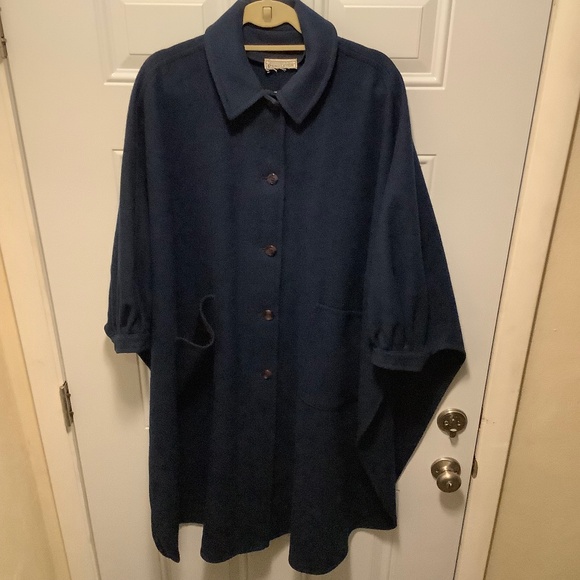Vintage Pendleton Wool Cape Coat Navy Blue - Picture 1 of 6